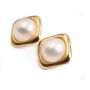 14K Yellow Gold Mabe cultured pearl earrings French post/Omega hinge