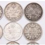 12X 1906 Canada 5 cents silver coins 12-coins GOOD to FINE