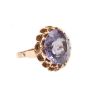 18K yg synthetic Amethyst Ring 7.27 grams beautiful eye appeal Size-7.5