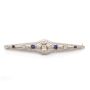14K white gold Bar Pin Diamonds Sapphires  64x12mm  4.5 grams