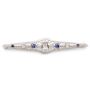 14K white gold Bar Pin Diamonds Sapphires  64x12mm  4.5 grams