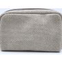ROLEX Beige/Brown Leather Bag Zipper Mini Pouch VIP Gift Made in Italy, Authentic