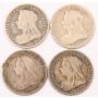 4X Great Britain 6 pence silver coins 1898 1899 1900 1901 4-circulated coins