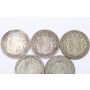 5X Great Britain Half Crowns silver 1917 1918 1920 1921 1923 5-coins circulated