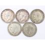 5X Great Britain Half Crowns silver 1917 1918 1920 1921 1923 5-coins circulated