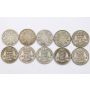 10X Great Britain 6 pence siver coins 1928 31 33 36 39 40 42 43 44 45 circulated