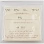 1952 NWL Canada silver $1 dollar ICCS MS63