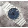 Omega Constellation 396.1201 Grey Blue Dial Stainless Steel Quartz Watch