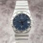 Omega Constellation 396.1201 Grey Blue Dial Stainless Steel Quartz Watch