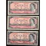 20 x Canada 1954 $2 banknotes mixed signatures and prefix FINE or better