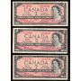 20 x Canada 1954 $2 banknotes mixed signatures and prefix FINE or better
