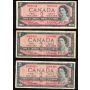 20 x Canada 1954 $2 banknotes mixed signatures and prefix FINE or better