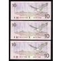 10 x 1989 Canada $10 consecutive notes Bonin Thiessen BDY 719630-39 CH UNC