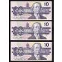 10 x 1989 Canada $10 consecutive notes Bonin Thiessen BDY 719630-39 CH UNC