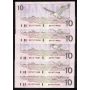 10 x 1989 Canada $10 consecutive notes Bonin Thiessen BDY 719630-39 CH UNC