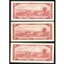 3 x Canada 1954 $2 banknotes Lawson Bouey O/G R/G U/G Choice UNC