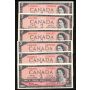 6 x Canada 1954 $2 notes Beattie Rasminsky E/U O/U R/U U/U V/U Y/U CH UNC