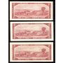 6 x Canada 1954 $2 notes Beattie Rasminsky E/U O/U R/U U/U V/U Y/U CH UNC
