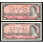 5 x Canada 1954 $2 notes Bouey Rasminsky C/G F/G G/G H/G I/G CH UNC