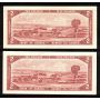 5 x Canada 1954 $2 notes Bouey Rasminsky C/G F/G G/G H/G I/G CH UNC
