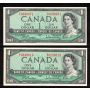 4 x Canada 1954 $1 notes Beattie Rasminsky B/F F/F L/M P/P 4 notes Choice UNC