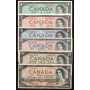 1954 Canada $1 $2 $5 $10 $20 $50/ink banknote set 6-notes VG to VF
