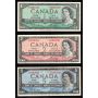 1954 Canada $1 $2 $5 $10 $20 $50/ink banknote set 6-notes VG to VF