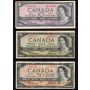 1954 Canada $1 $2 $5 $10 $20 $50/ink banknote set 6-notes VG to VF