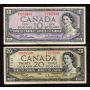 1954 Canada $1 $2 $5 $10 $20  banknote set 5-notes VG to VF