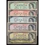 1954 Canada $1 $2 $5 $10 $20  banknote set 5-notes VG to VF
