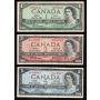 1954 Canada $1 $2 $5 $10 $20  banknote set 5-notes VG to VF