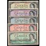 1954 Canada $1 $2 $5 $10 $20  banknote set 5-notes VF