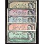 1954 Canada $1 $2 $5 $10 $20  banknote set 5-notes VF+ to EF+