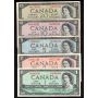 1954 Canada $1 $2 $5 $10 $20  banknote set 5-notes VF+ to EF+