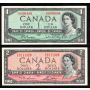 1954 Canada $1 $2 $5 $10 $20  banknote set 5-notes VF+ to EF+