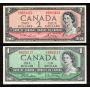 1954 Canada $1 $2 $5 $10 $20  banknote set 5-notes VF+ to EF+