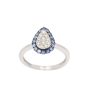 18K White Gold Pear Shaped Diamond & Blue Tanzanite Halo Ring Size 4.5
