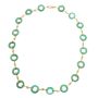 18kt Yellow Gold Necklace with 18 dyed green agate discs