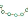 18kt Yellow Gold Necklace with 18 dyed green agate discs