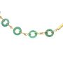 18kt Yellow Gold Necklace with 18 dyed green agate discs