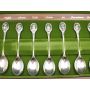 Royal Horticultural Society 12x English Flower Spoons .925 silver box & booklet 