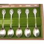 Royal Horticultural Society 12x English Flower Spoons .925 silver box & booklet 