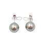 11mm Tahitian Black Pear Earrings 18K wg cup French Post 5.8 grams with appraisal $2800.