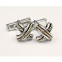 Tiffany & Co. Signature Rope Weave Cross X Cufflinks 18K Gold 750 & Silver 925