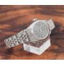 Rolex Oyster Perpetual Date 69190 26mm Grey Tapestry Dial Stainless Ladies Watch