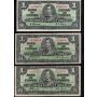 33x Canada $1 banknotes mixed signatures and prefix 33-notes all FINE