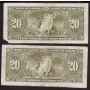 $46x face value 1937 Canada banknotes 2x$20 2x$2 2x$1 7-notes all damaged