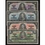 1937 Canada $1 $2 $5 $10 $20 banknote set all Gordon Towers VG damaged