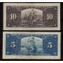 1937 Canada $1 $2 $5 $10 $20 banknote set all Gordon Towers VG damaged