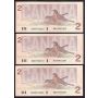 10X Canada 1986 $2 consec. replacement notes BC55bA SB BBX3922278-87 CH UNC+